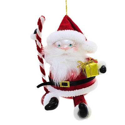Italian Ornaments 5.0 Inch Sitting Santa With Candy Mgd Sit Or Hang Ornament Tree Ornaments