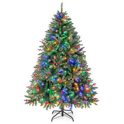 Costway 6 Ft Pre-lit Christmas Tree Hinged W/ 300 Multi-color Led ...