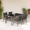 vidaXL 5 Piece Patio Dining Set - Gray PE Rattan & Cushions - Tempered Glass Table - UV Resistant - 59.1"x35.4"x29.5" - 2 of 4