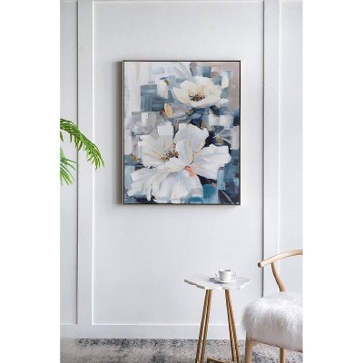 Blooming Florals Hand Painted Canvas with Polystyrene Frame