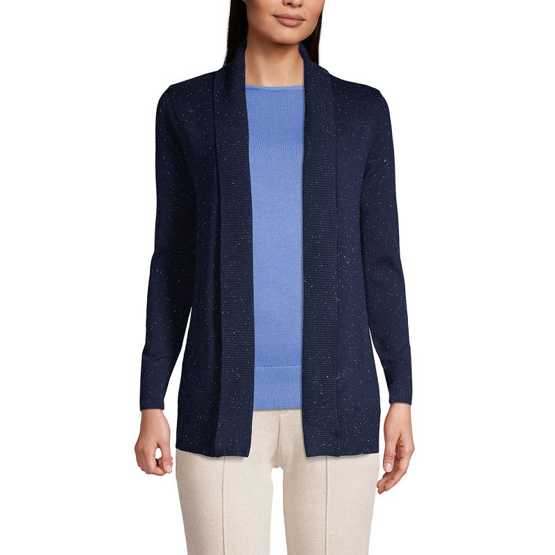 Lands' End Women's Cotton Modal Shawl Collar Cardigan Sweater, 1 of 4