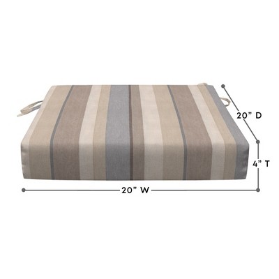 Striped Beige and Gray Outdoor Dining Seat Cushions (2-Pack)