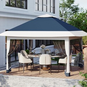 13x13 FT Gazebo Tent Outdoor Pop Up Canopy Tent with Netting, Adjustable Height Instant Gazebos for Patio Garden Backyard - 1 of 4