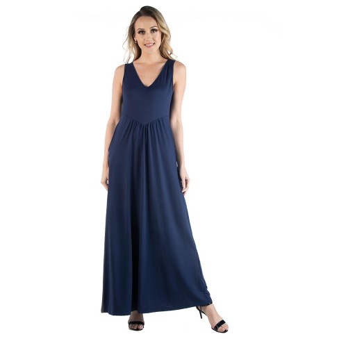 V neck maxi 2024 dress with pockets