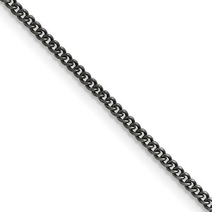 Black Bow Jewelry 2mm Stainless Steel Antiqued Round Curb Chain Necklace - 1 of 4