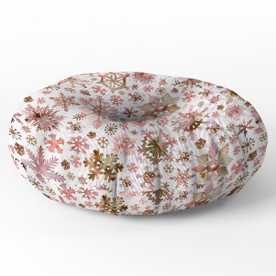 Ninola Design Snowflakes Watercolor Pink Round Floor Pillow - Deny Designs