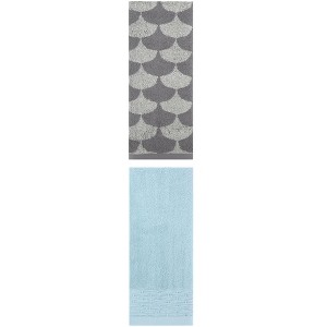 REGALWOVEN Cotton Geometric Absorbent Soft Decorative Hand Towel for Bathroom Hand Face Gym Spa 14" x 30"/13" x 29" 2 Pcs - 1 of 4