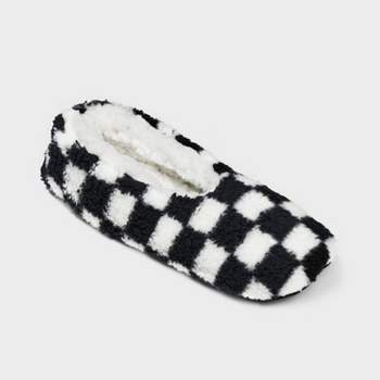 Girls' Checkered Slipper Socks - art class™ Black/White