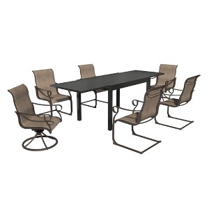 Mondawe 7-Piece Dining Set For Aluminum Telescopic Table with 6 Spring Chairs - 1 of 4