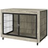 PawHut 39" Dog Crate Furniture, Dog Kennel Furniture End Side Table with Wheels, Interchangeable Side Door, for Large Dogs, Gray - 4 of 4