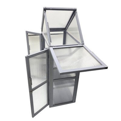 Gray Wooden Mini Greenhouse Kit for Indoor and Outdoor Use
