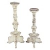Olivia & May Set of 2 Classic Distressed Wooden Candle Holders White : Elegant Tabletop Decor - 3 of 4