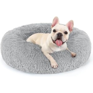 rabbitgoo Calming Dog Bed for Small Medium, 27 inches Round Fluffy Plush Faux Fur, Soft Donut Cuddler Cushion for Small Dogs, Light Grey - 1 of 1