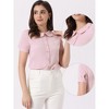 Allegra K Women's Work Office Contrast Peter Pan Collar Short Sleeve Blouse - 2 of 4