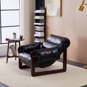 Sapphtopaz 1pc Medieval Modern Accent Chair Upholstered Lounge Chair with Removable Armrests, Retro Oil Wax Leather Sofa Chair Living Room Chair - 1 of 4
