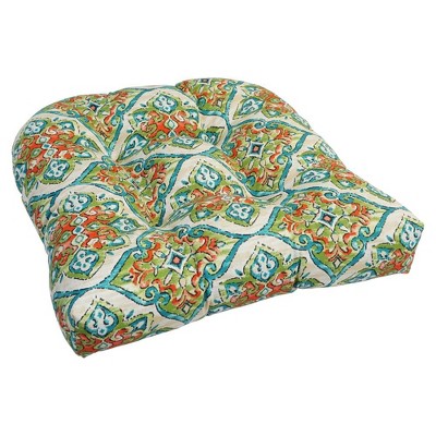 Blazing Needles, 19-inch U-Shaped Spun Polyester Outdoor Tufted Dining Chair Cushion