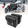 Unique Bargains Motorcycle Saddlebag Side Tool Bags Cycling Bag Waterproof Faux Leather Black 1 Pair - 2 of 4