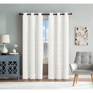 Kate Aurora Royal Living 2 Pack Venetian Semi Sheer Lattice Grommet Top Curtain Panels - 1 of 1