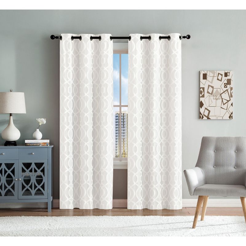 Kate Aurora Royal Living 2 Pack Venetian Semi Sheer Lattice Grommet Top Curtain Panels, 1 of 2