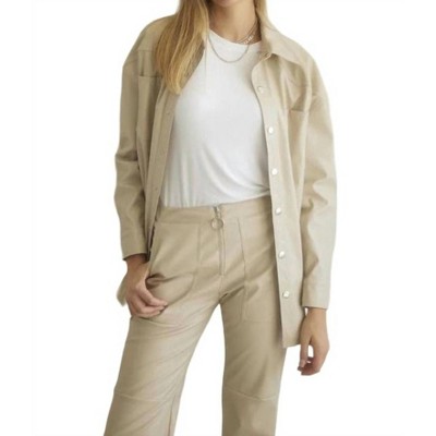 Women's Button Down Faux Leather Shacket - ENDLESS BLU.