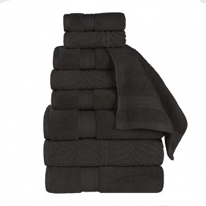 Chevron Zero Twist Cotton Solid and Jacquard Hand Towel Set of 6 by Blue Nile Mills - 1 of 4