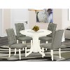 HomeStock 5-Piece Buttermilk and Cherry Finish Solid Wood Top Dining Table with 4-Parson Chair - 2 of 4