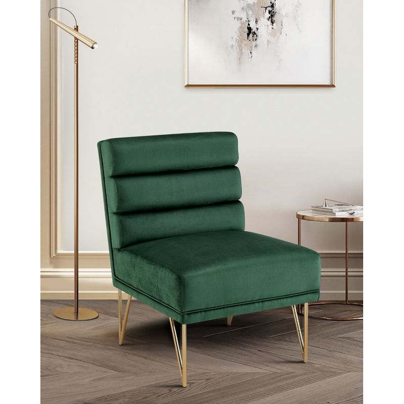 Iconic Home Velvet Quilted Slipper Chair, Karli, 5 of 12