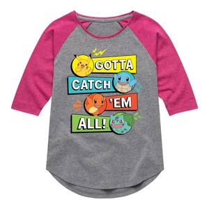 Girls' - Pokémon - Partners Gcea Grid Shirt Tail Raglan Graphic T-shirt - 1 of 4