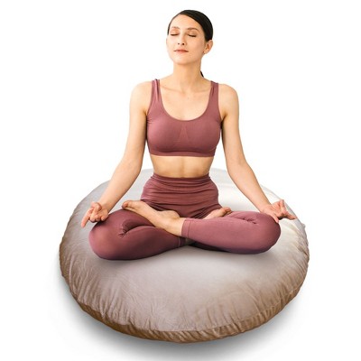 Taupe 32" Round Floor Pillow with Washable Cover