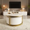 Ridstar Modern Round Nesting Coffee Tables with Drawer For Living Room & Lounge Area-White - 4 of 4