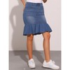 INSPIRE CHIC Women's High Waist Ruffled Hem Bodycon Fishtails Denim Midi Skirt - 4 of 4