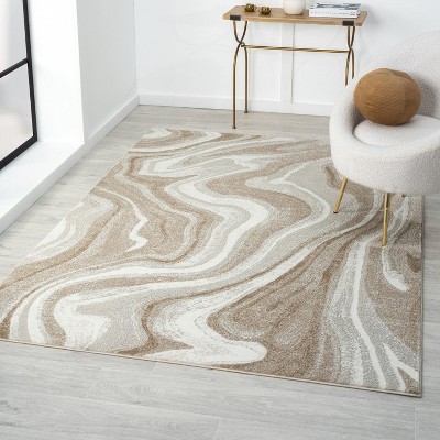 Luxe Weavers Marble Swirl Abstract Area Rug, Blue 5x7