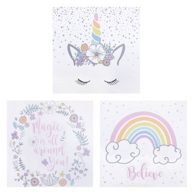 3pc Rainbow Unicorns Canvas Wall Art Set - Trend Lab