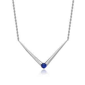 Guili Chic 14K Gold-Plated Emerald CZ Solitaire Chevron Necklace in Green, Blue, Red, or Gold—Elegant, Stylish, and Perfect for Layering. - 1 of 3