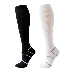 Anna-Kaci Women's Knee High Compression Socks with Arch Support and Stretch Fit for Running and Recovery 2-Pack - 1 of 2