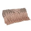 HomeRoots 50" X 60" Brown and Tan Woven Cotton Striped Throw Blanket with Fringe and Embroidery - 4 of 4