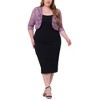 Agnes Orinda Women's Plus Size Sheer Cardigan 3/4 Sleeves Floral Lace Crop Shrug - 3 of 4