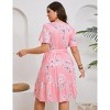 Garvee Plus Size V Neck Wrap Dress for Women High Waisted Short Sleeves Summer Casual Midi Dress with Belt - 4 of 4