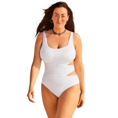 Swimsuits for All Women's Color Block Cut Out One Piece Swimsuit (Plus Sizes Available)