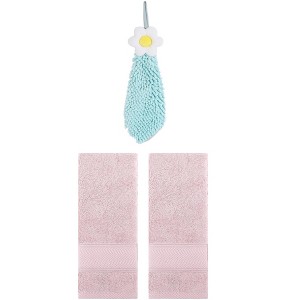 REGALWOVEN 3 Pcs Soft Absorbent Hand Towel Bathroom Decorative Set - 1 of 4