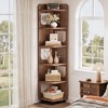ORRD Corner Bookshelf, 71.65" Tall 6-Tier Narrow Storage Shelf Rustic Brown, 90-Degree Freestanding Organizer for Living Room, Bedroom - 4 of 4