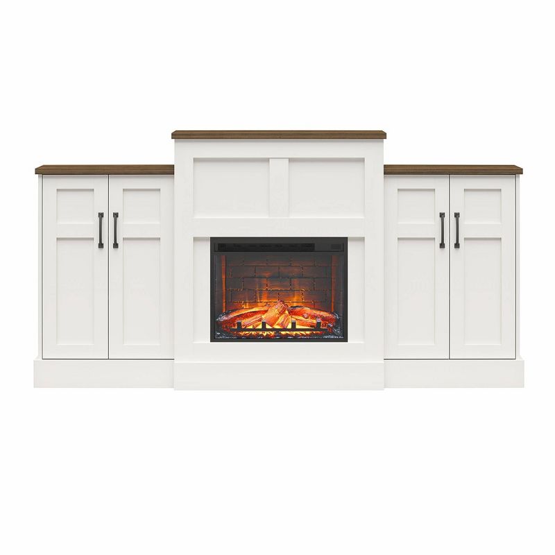 Harlowe Mantel with Electric Fireplace and Built-In Side Storage Cabinets White - Room &#38; Joy, 1 of 9