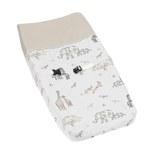 Sweet Jojo Designs Boy or Girl Gender Neutral Unisex Changing Pad Cover Serengeti Animals Taupe Grey and White - 1 of 4