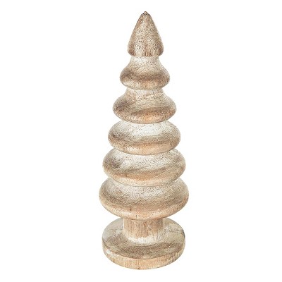GlasFlength Decorative Objects Wooden Styled Decor Accent Wooden Tree Decor Vintage Tree Table Decor for Living Room, Beige, 2.6"*2.6"*7.7"