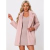 Allegra K Women's Lapel Collar Faux Fur Fuzzy Winter Long Overcoat with Pockets - 2 of 4