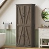 USIKEY 67"H Tall Storage Cabinet with 4 Doors, Farmhouse Accent Cabinet with Adjustable Shelves, for Bedroom, Living Room, Kicthen, Rustic Grey - 2 of 4