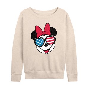 Women's - Disney - Americana Lightweight French Terry Wide Neck Long Sleeve Shirt - 1 of 4
