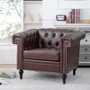 38.98"W PU Leather 1-Seater Sofa with High-Density Cushion, Easy-to-Clean Surface and Birch Wood Legs - 3 of 4