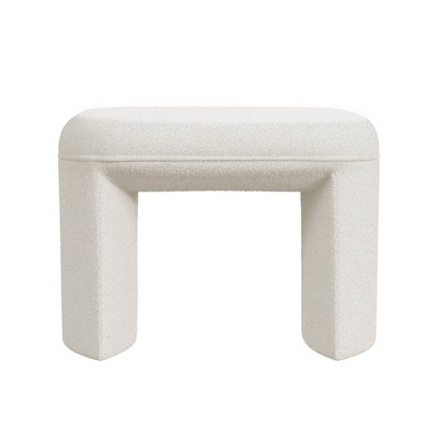 Cream Boucle Upholstered Rectangular Ottoman Foot Rest