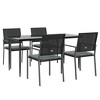 vidaXL Garden Dining Set Black Poly Rattan, Steel, Tempered Glass - 3 of 4